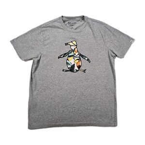 Mens Penguin Short Sleeve T Shirt Gray Large
